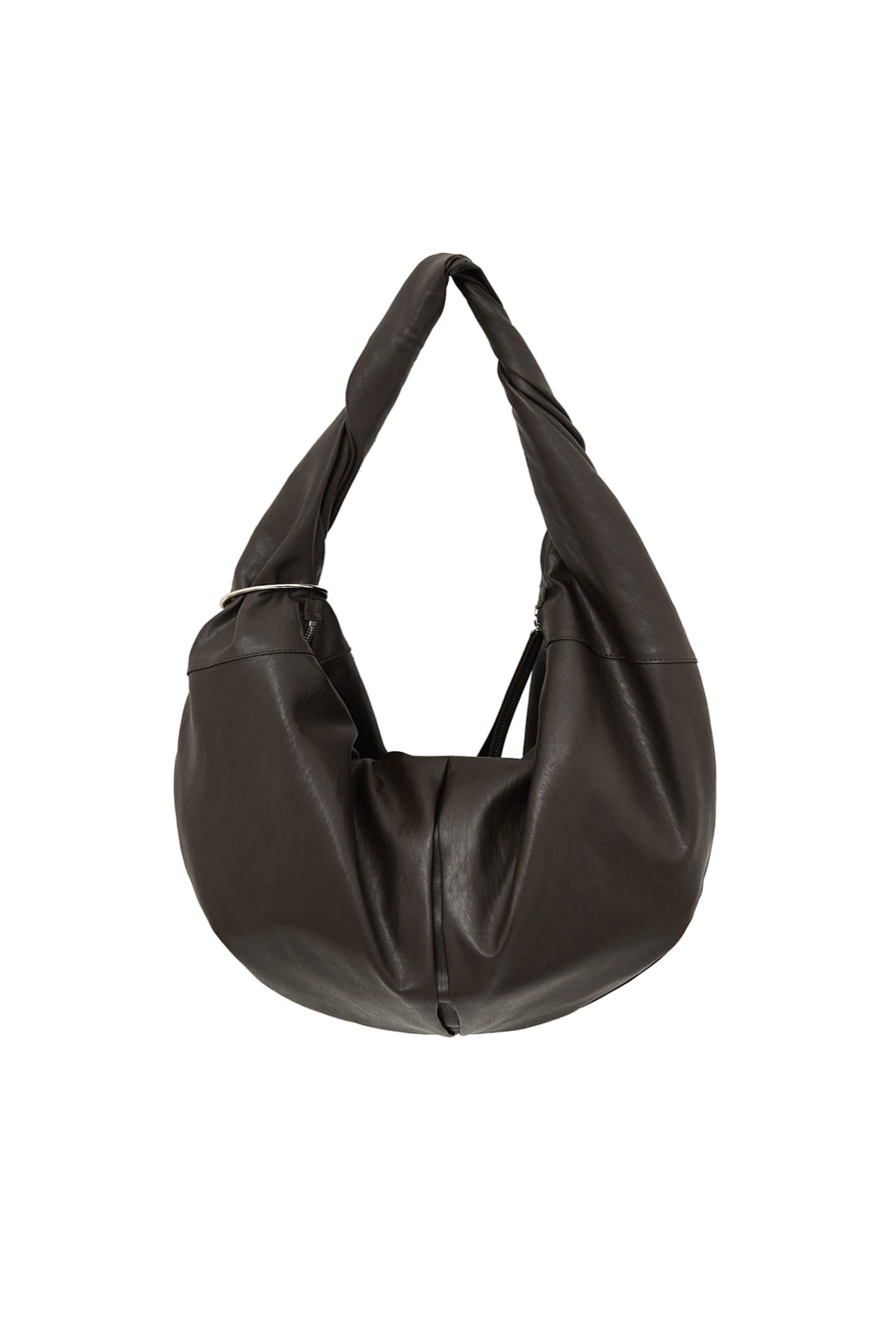 matinkim TWIST HANDLE LARGE HOBO BAG IN DARK BROWN