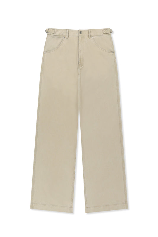 matinkim SIDE TAB WASHED COTTON PANTS IN BEIGE