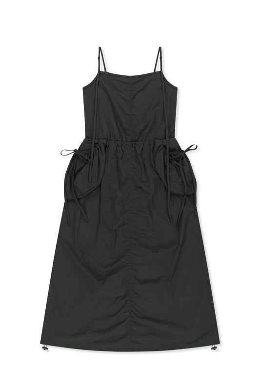 matinkim STRAP DETAIL SLEEVELESS UTILITY DRESS IN CHARCOAL