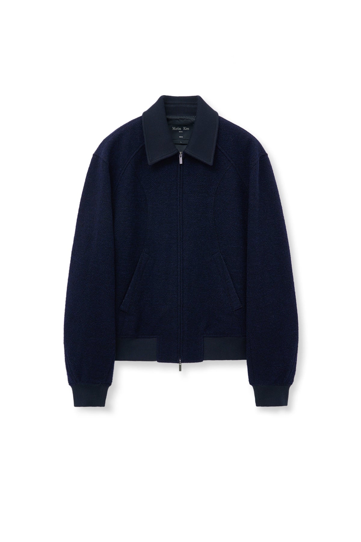 matinkim CURVED POINT WOOL JUMPER FOR MEN IN NAVY
