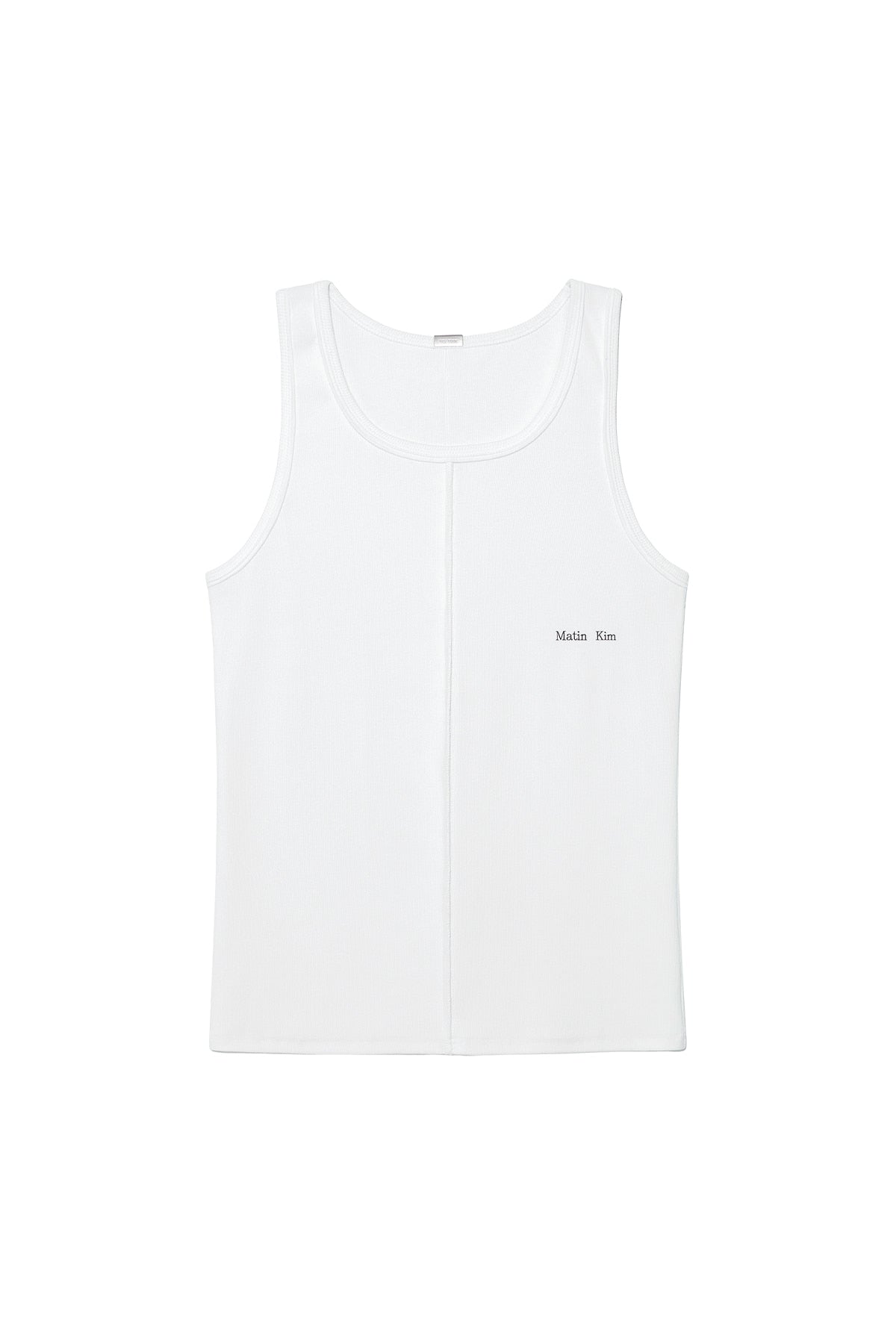 matinkim SMALL LOGO PINTUCK SLEEVELESS TOP FOR MEN IN WHITE