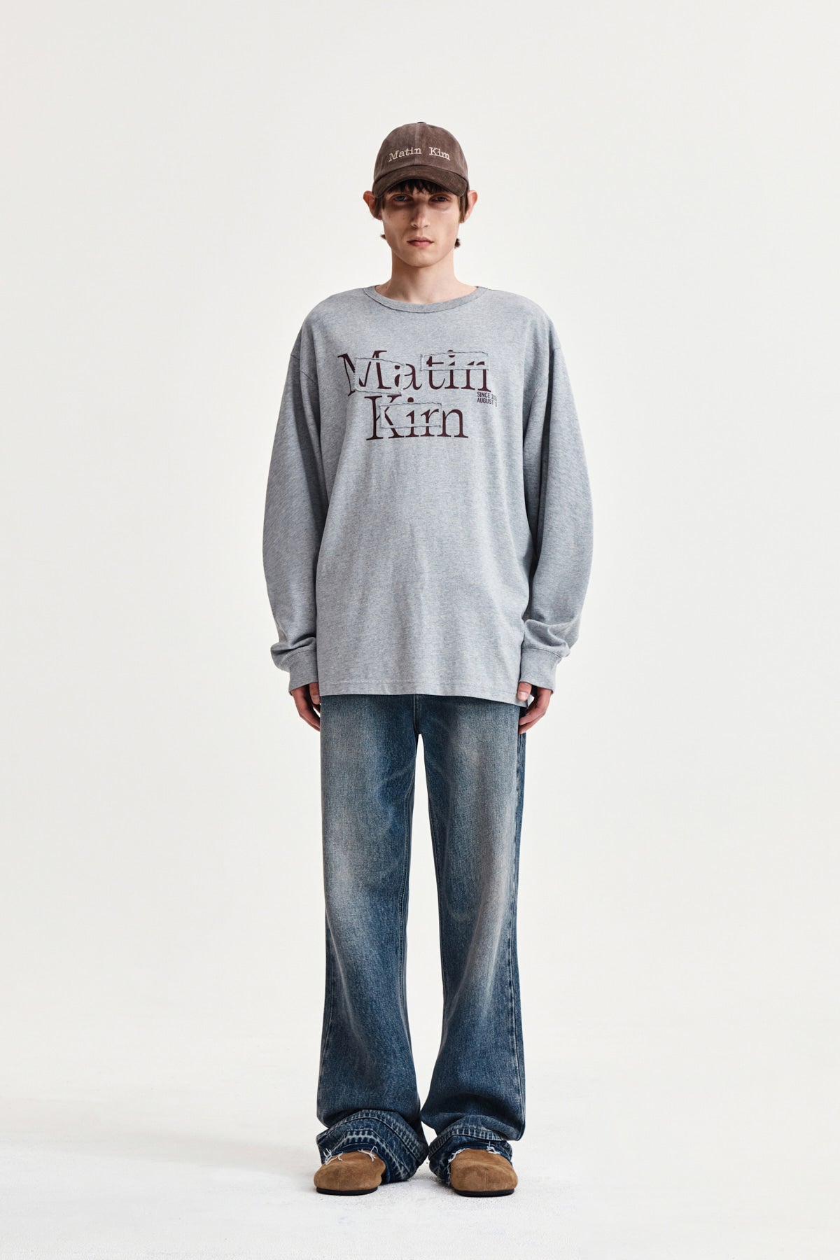 matinkim WASHED FLARE DENIM PANTS FOR MEN IN LIGHT BLUE