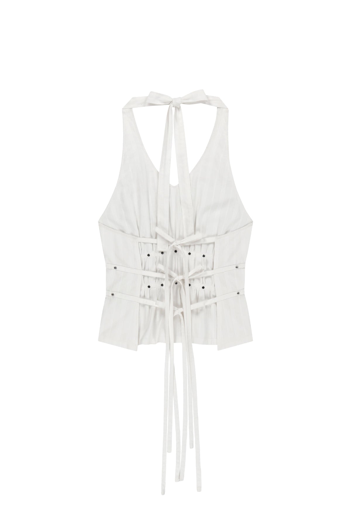 matinkim HALTER NECK SHIRRING BLOUSE IN WHITE