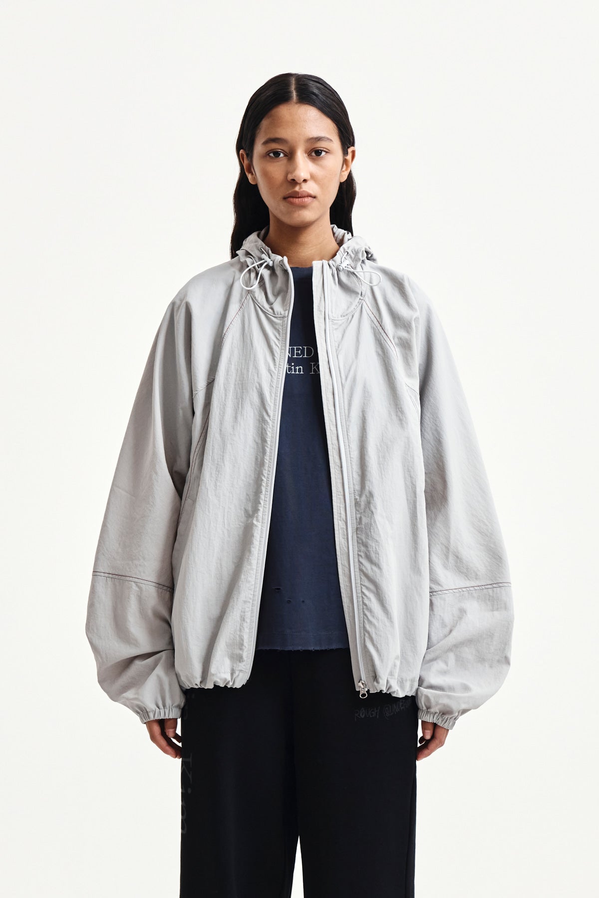 matinkim BACK LOGO HOODY WIND BREAKER IN LIGHT BEIGE