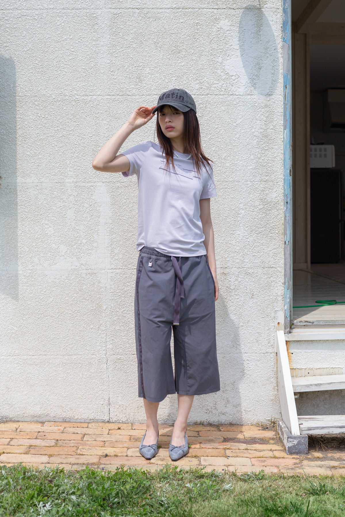 matinkim APPLIQUE LOGO PATCH TOP IN LILAC