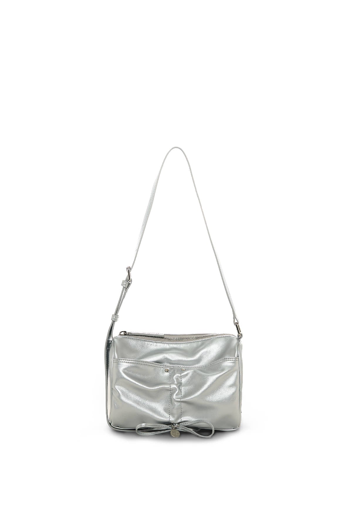 matinkim FRONT SHIRRING RIBBON MINI BAG IN SILVER