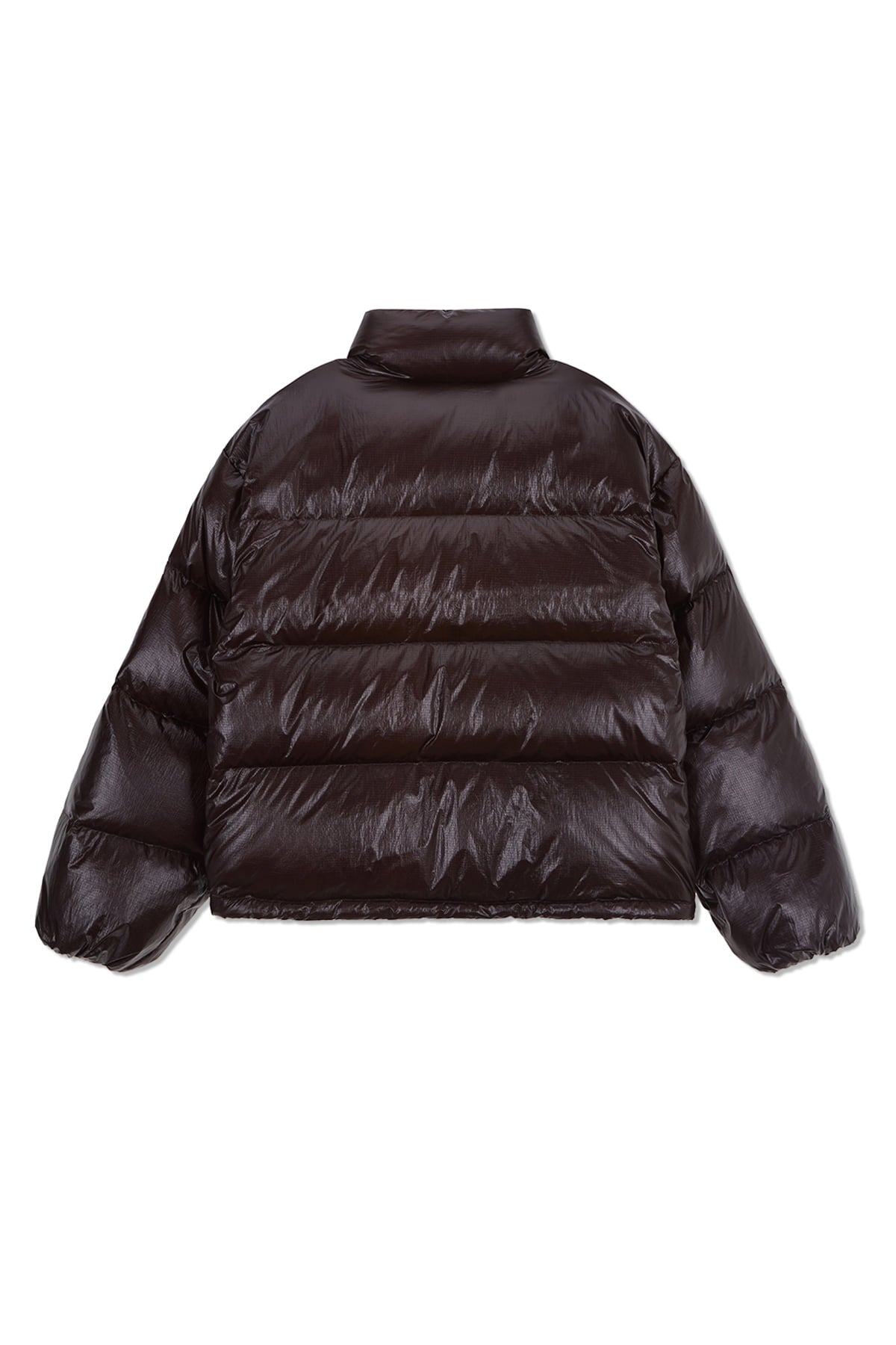matinkim SMALL LOGO VOLUME DOWN JUMPER FOR MEN IN DARK BROWN