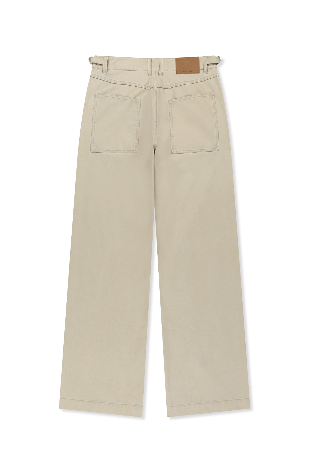 matinkim SIDE TAB WASHED COTTON PANTS IN BEIGE
