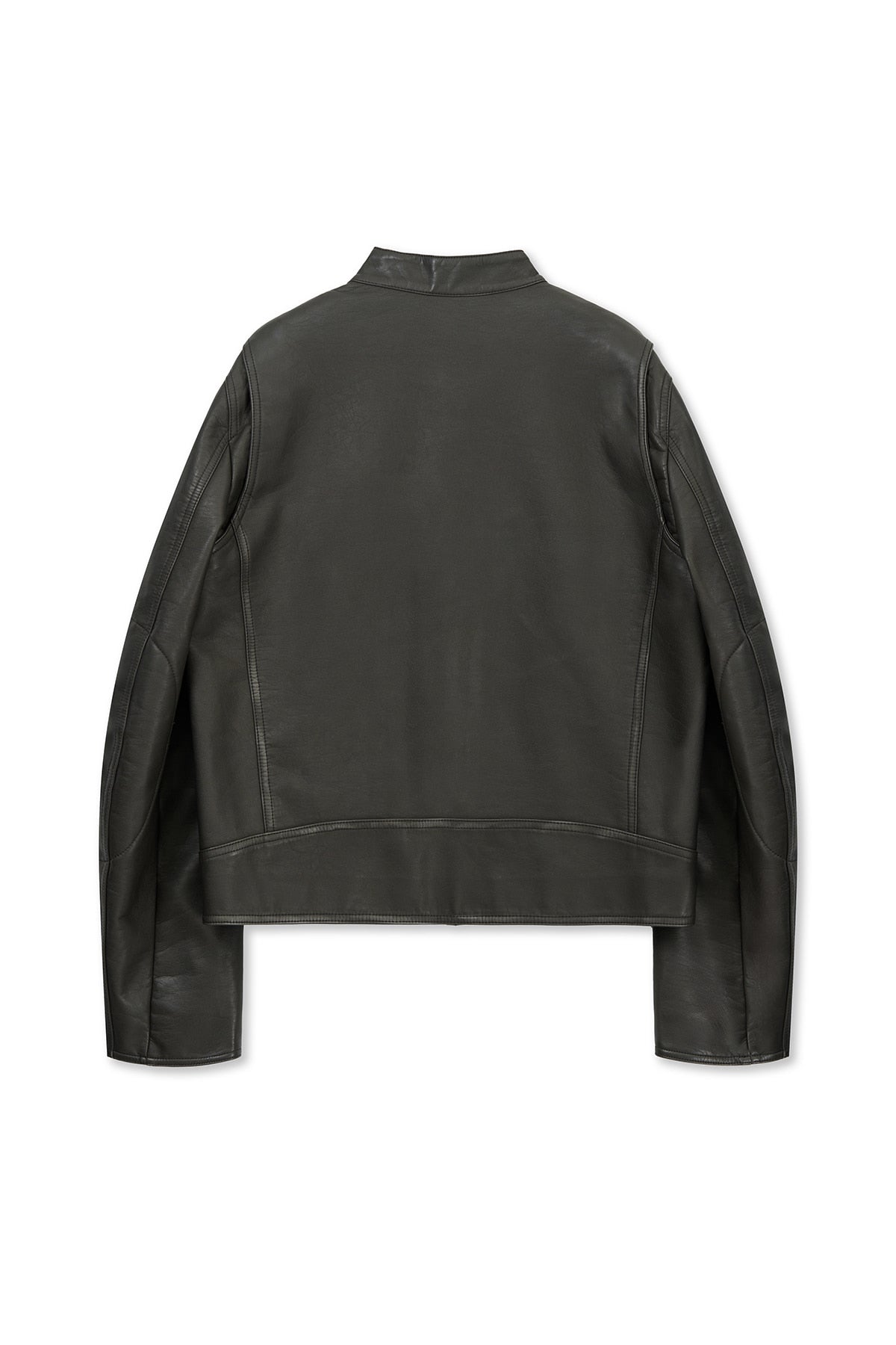 matinkim WASHED FAUX LEATHER RACER JUMPER IN CHARCOAL