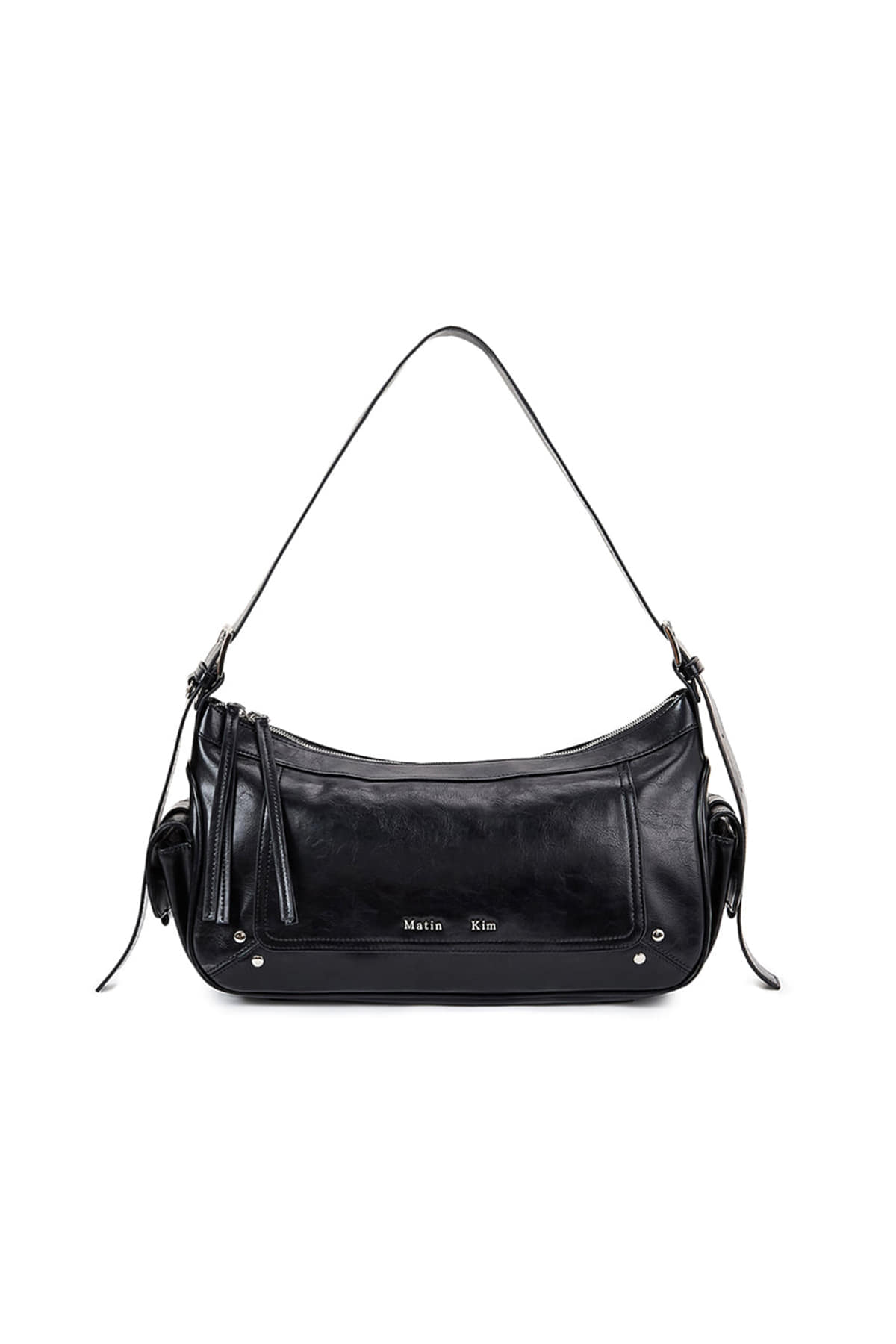 matinkim RIVET POINT QUAD SHOULDER BAG IN BLACK