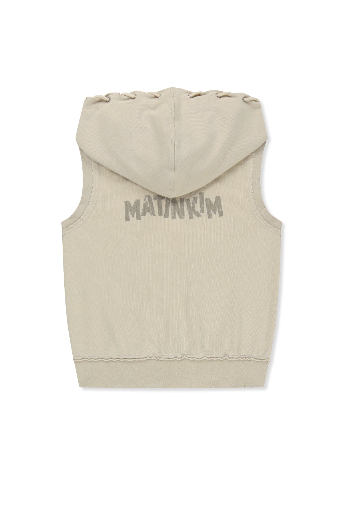 matinkim BACK LOGO JERSEY HOOD VEST IN BEIGE