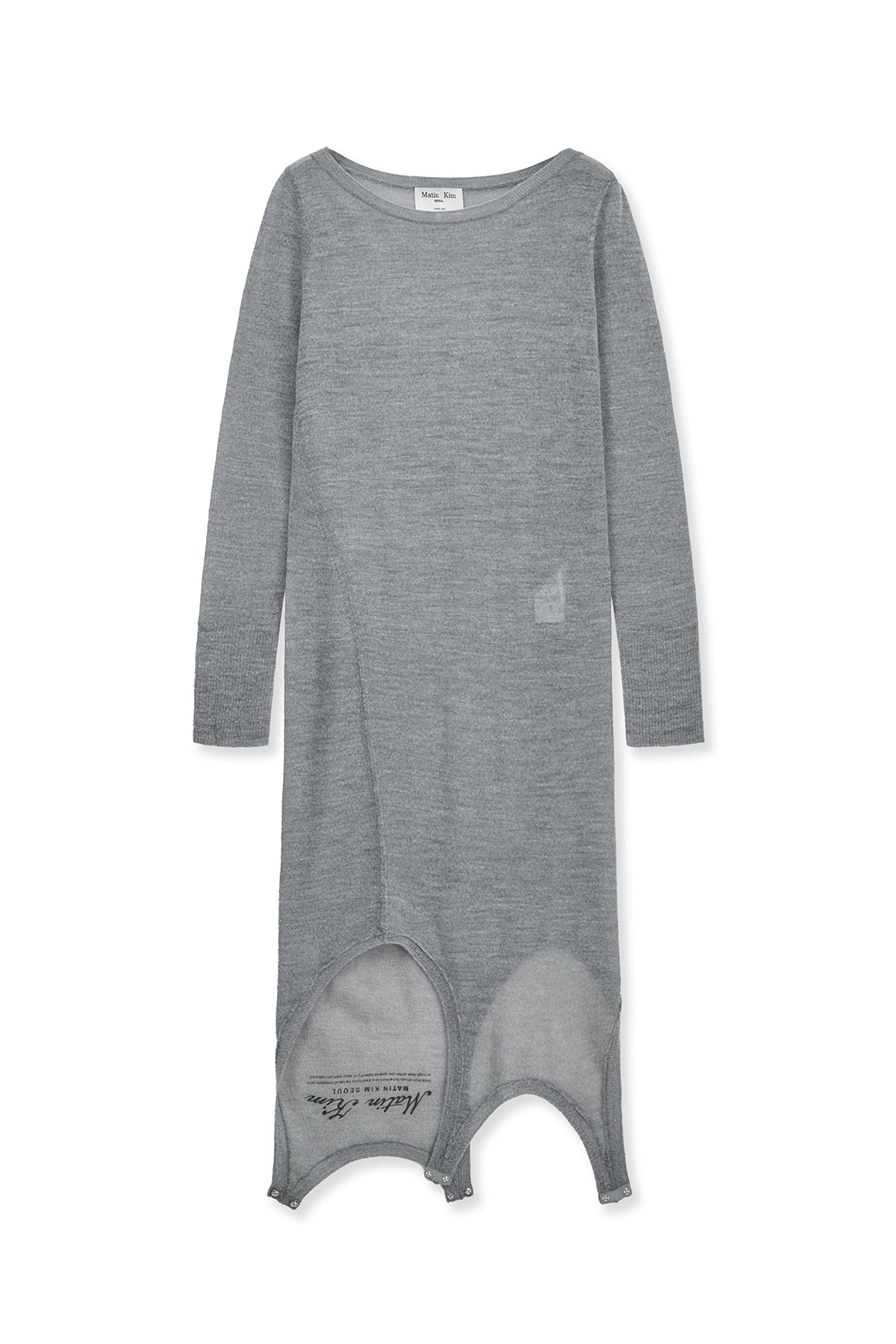 matinkim MOHAIR LAYERED KNIT PULLOVER IN LIGHT GREY