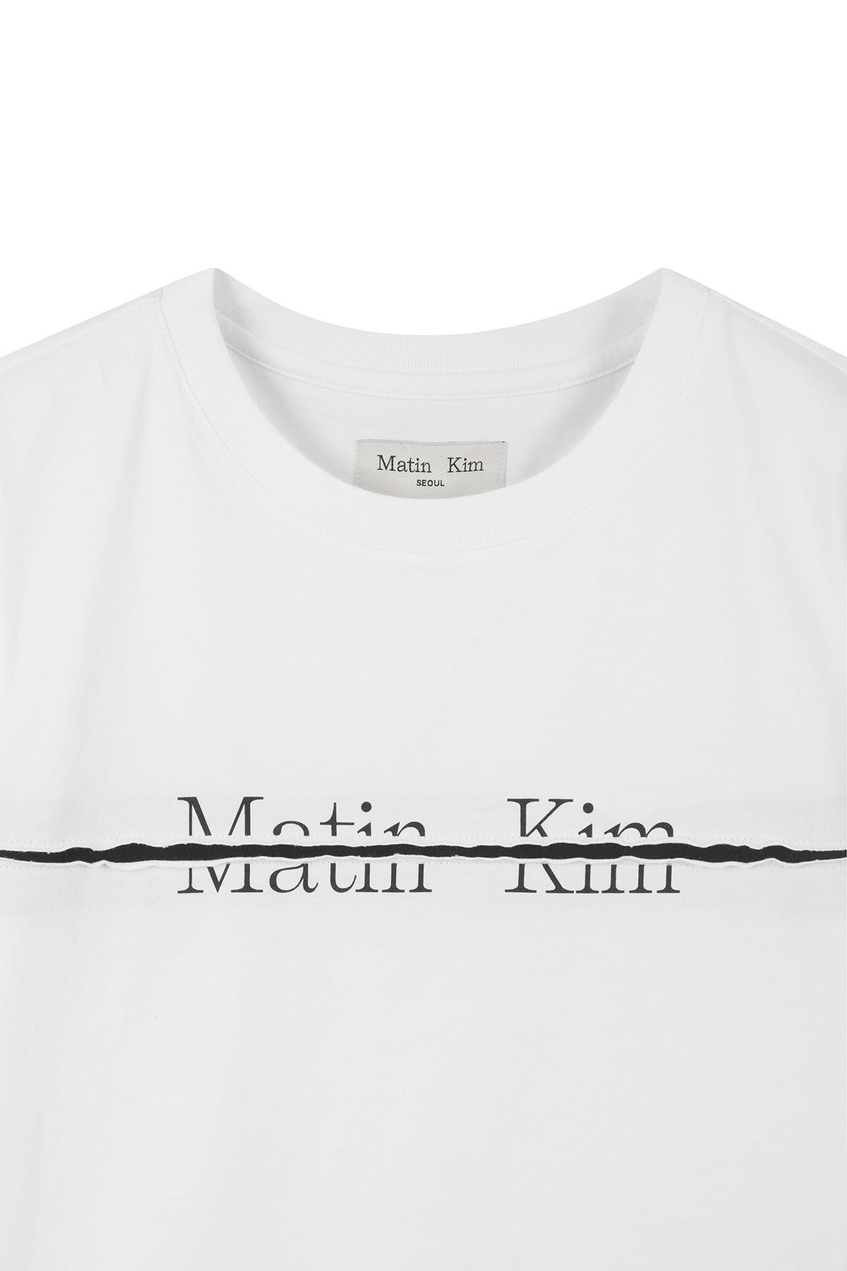 matinkim MATIN KIM LOGO CUTTED CROP TOP IN WHITE