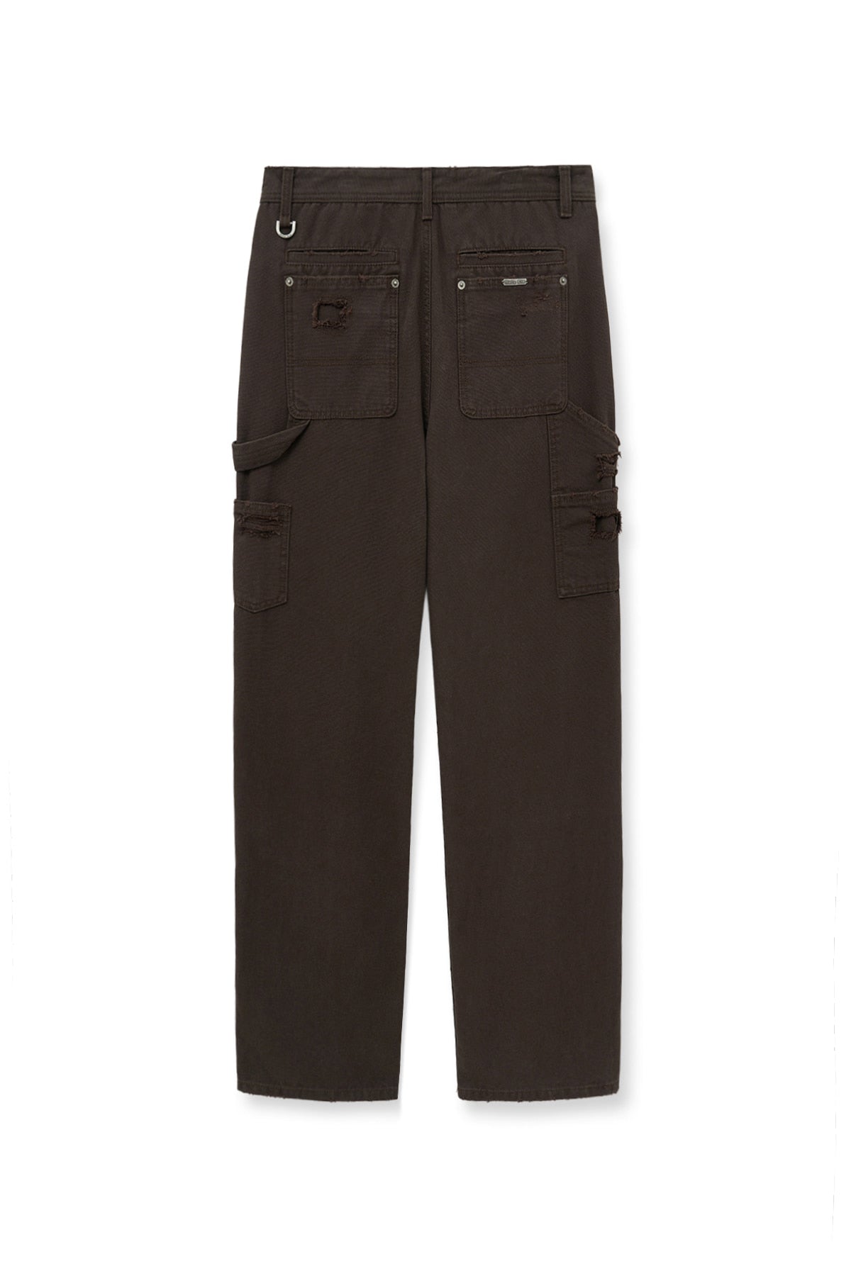 matinkim DISTRESSED DOUBLE KNEE WORK PANTS FOR MEN IN BROWN