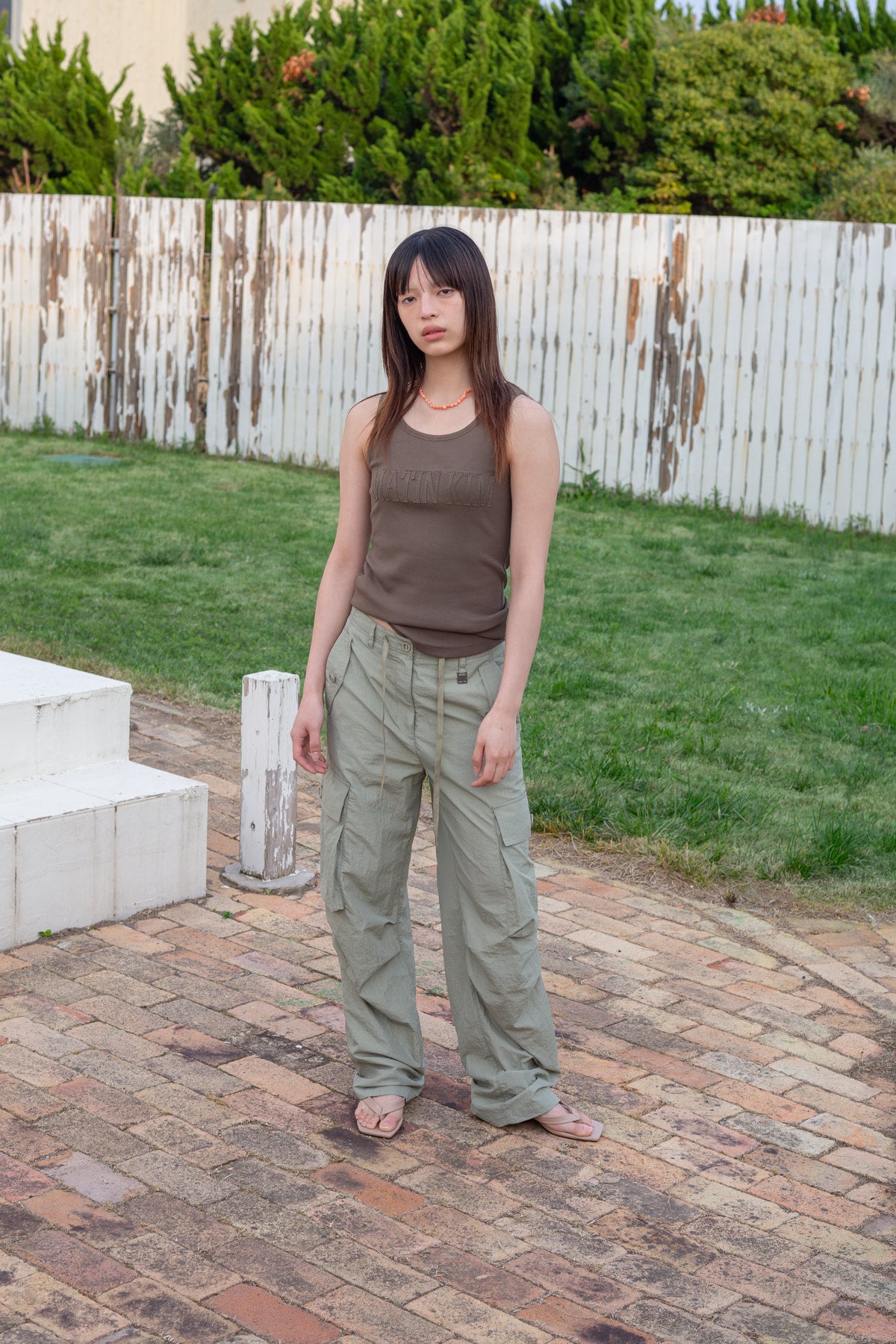 matinkim STRING NYLON CARGO PANTS IN KHAKI