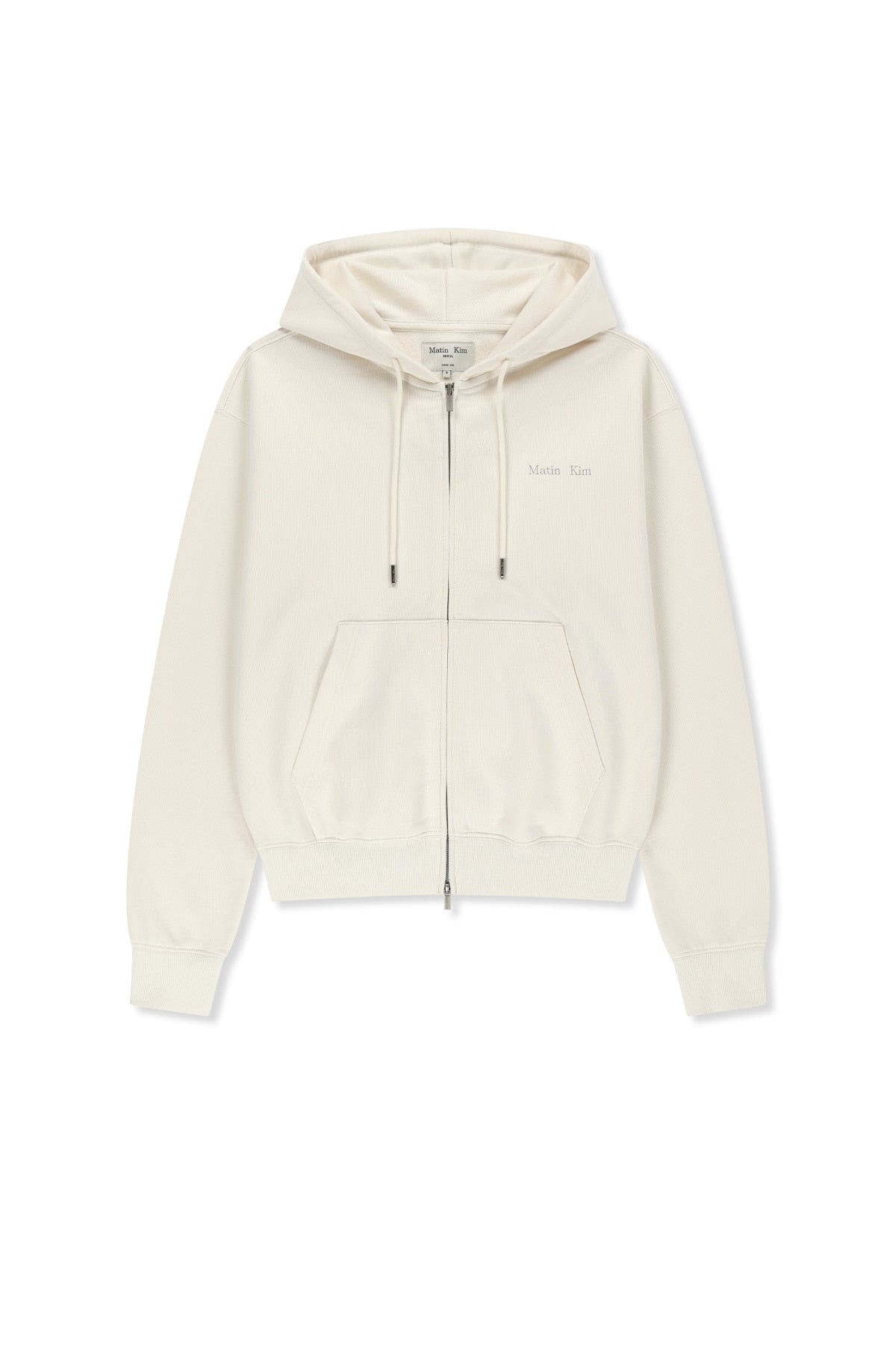 matinkim BACK LOGO ESSENTIAL HOODY ZIP UP IN IVORY