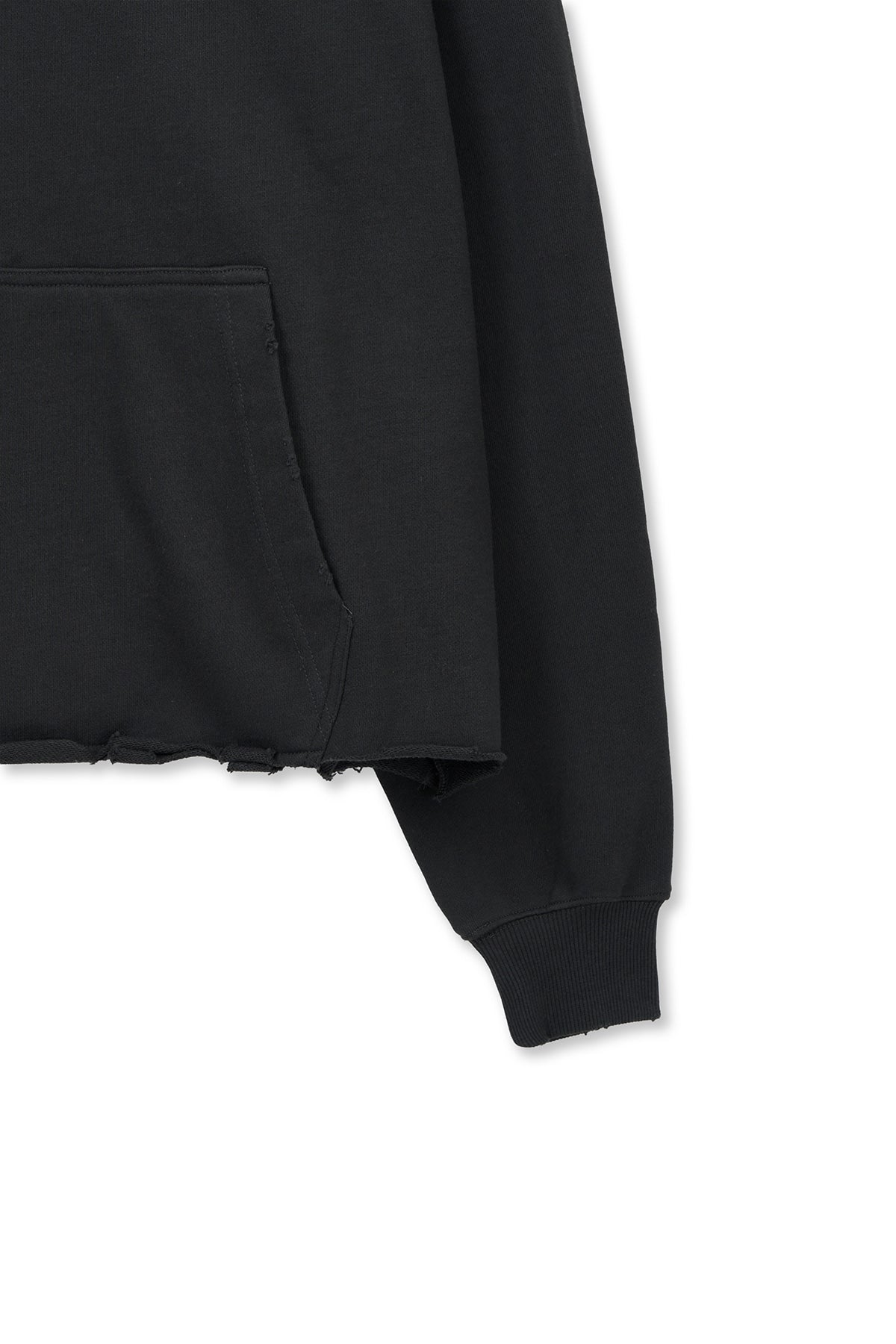 matinkim RAW EDGE HEM SWEAT HOODY IN CHARCOAL
