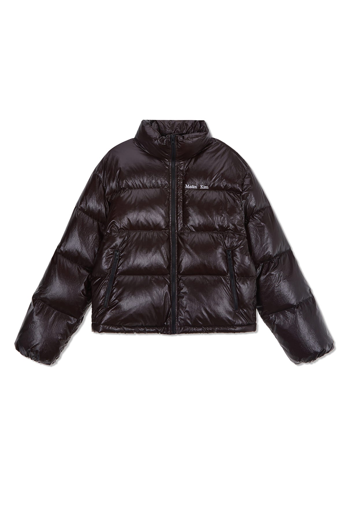 matinkim SMALL LOGO VOLUME DOWN JUMPER FOR WOMEN IN DARK BROWN