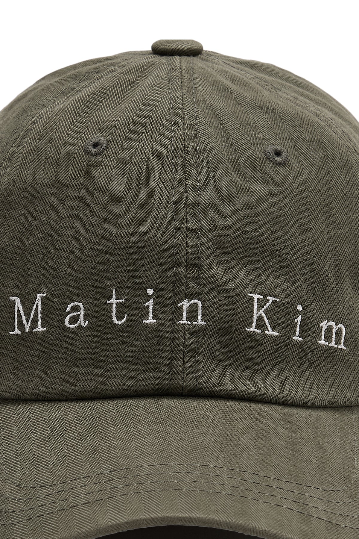 matinkim MATIN HERRINGBONE TYPO BALL CAP IN KHAKI