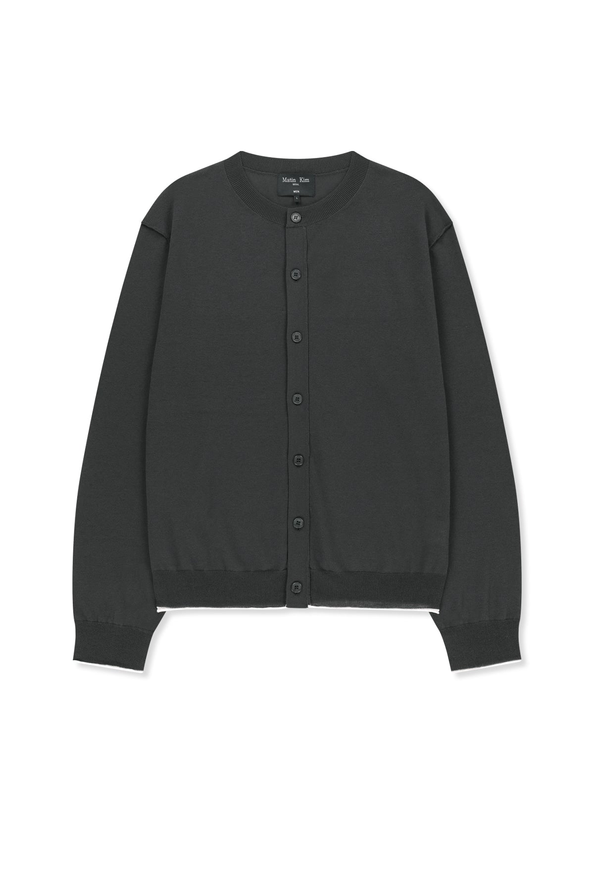 matinkim BACK LOGO SHEER CARDIGAN FOR MEN IN CHARCOAL