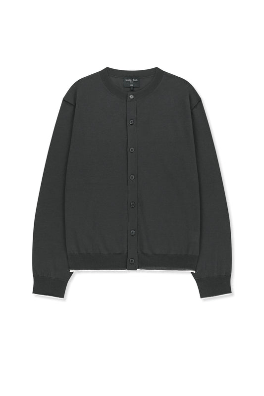 matinkim BACK LOGO SHEER CARDIGAN FOR MEN IN CHARCOAL