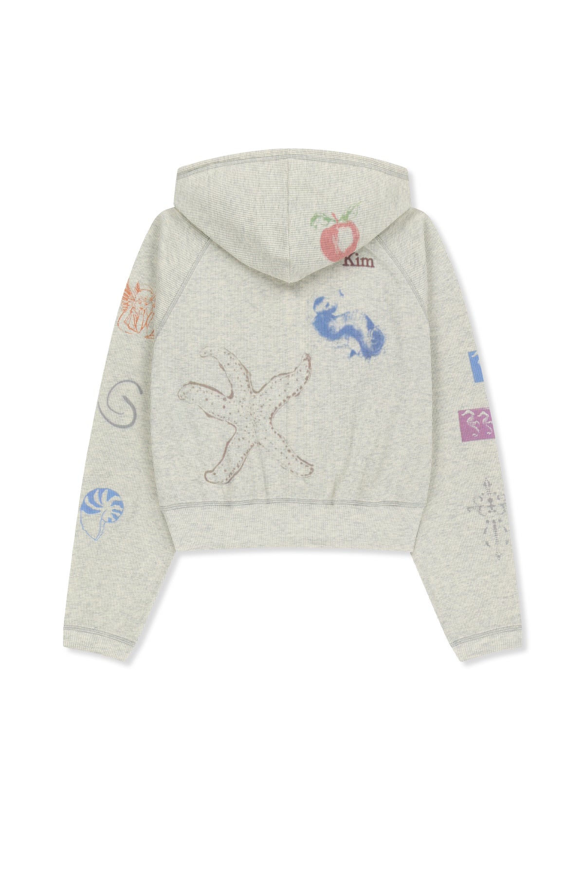 matinkim SKETCH GRAFFITI WAFFLE HOODY ZIP UP IN LIGHT BEIGE