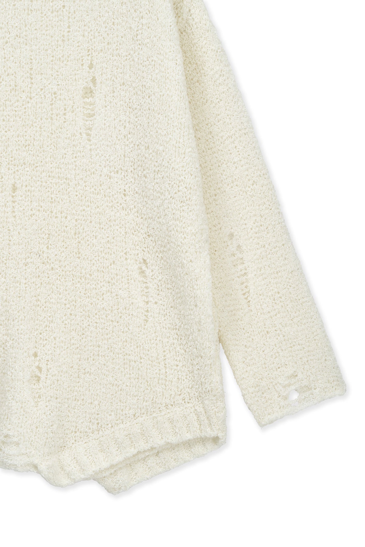 matinkim ASYMMETRIC DAMAGED KNIT PULLOVER IN IVORY
