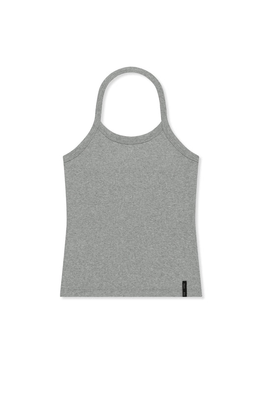 matinkim LABEL DETAIL HALTER TANK TOP IN GREY