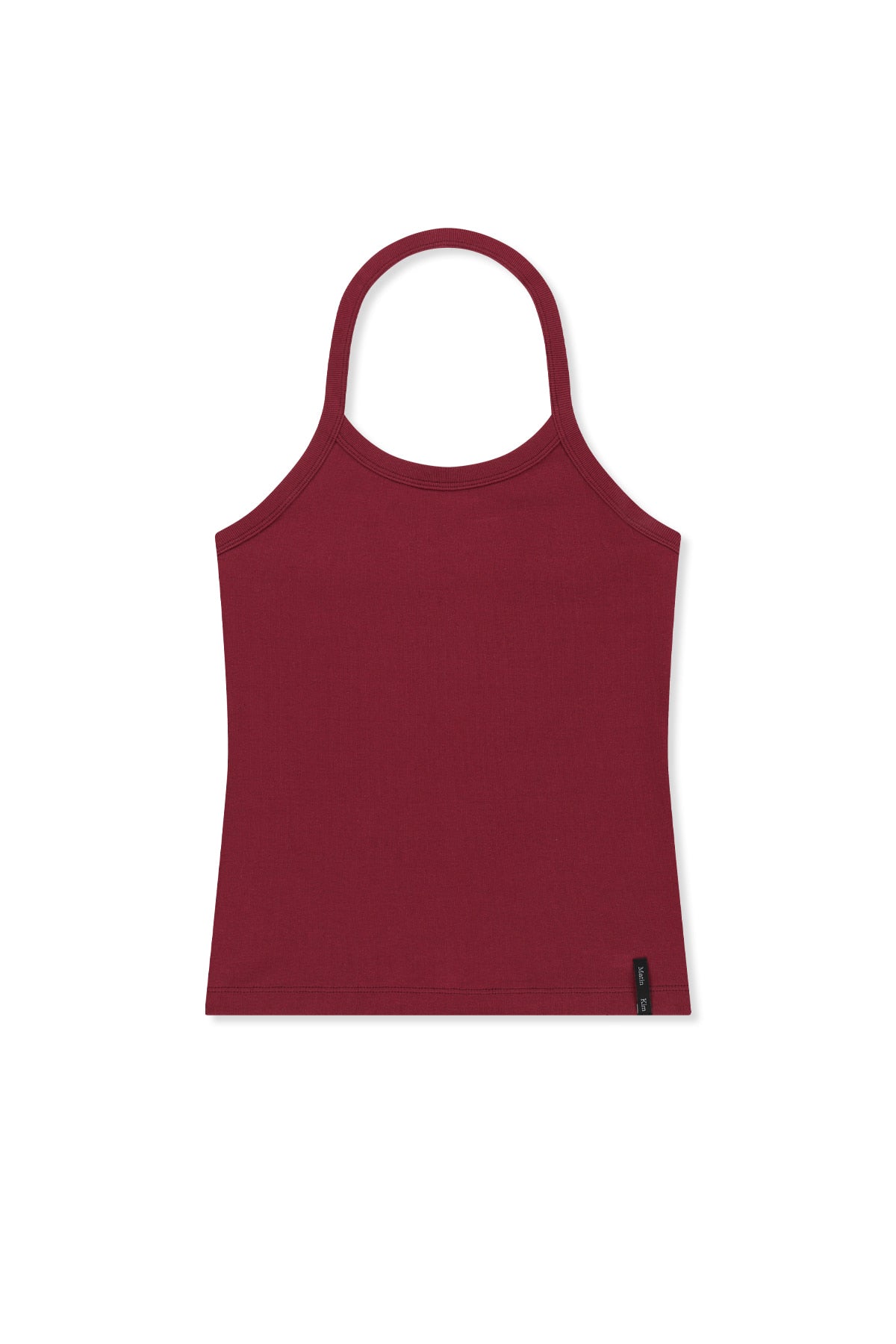 matinkim LABEL DETAIL HALTER TANK TOP IN WINE