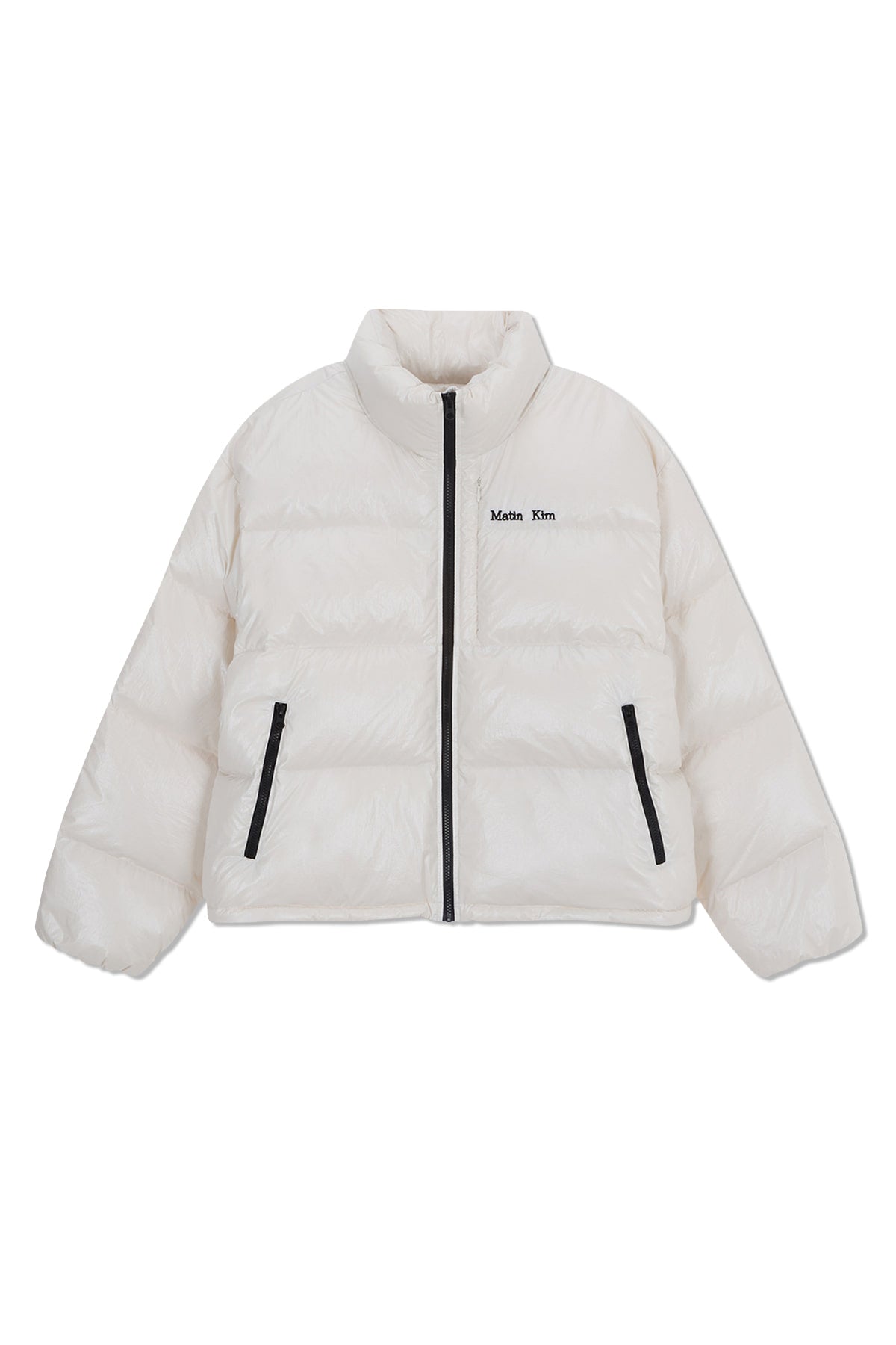 matinkim SMALL LOGO VOLUME DOWN JUMPER FOR MEN IN IVORY