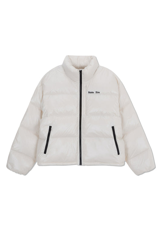 matinkim SMALL LOGO VOLUME DOWN JUMPER FOR MEN IN IVORY