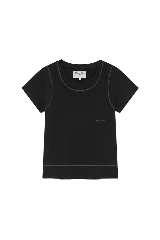 matinkim STITCH POINT SMALL LOGO TOP IN BLACK