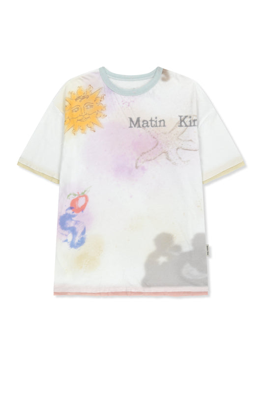 matinkim SKETCH GRAFFITI OVER FIT TOP IN WHITE