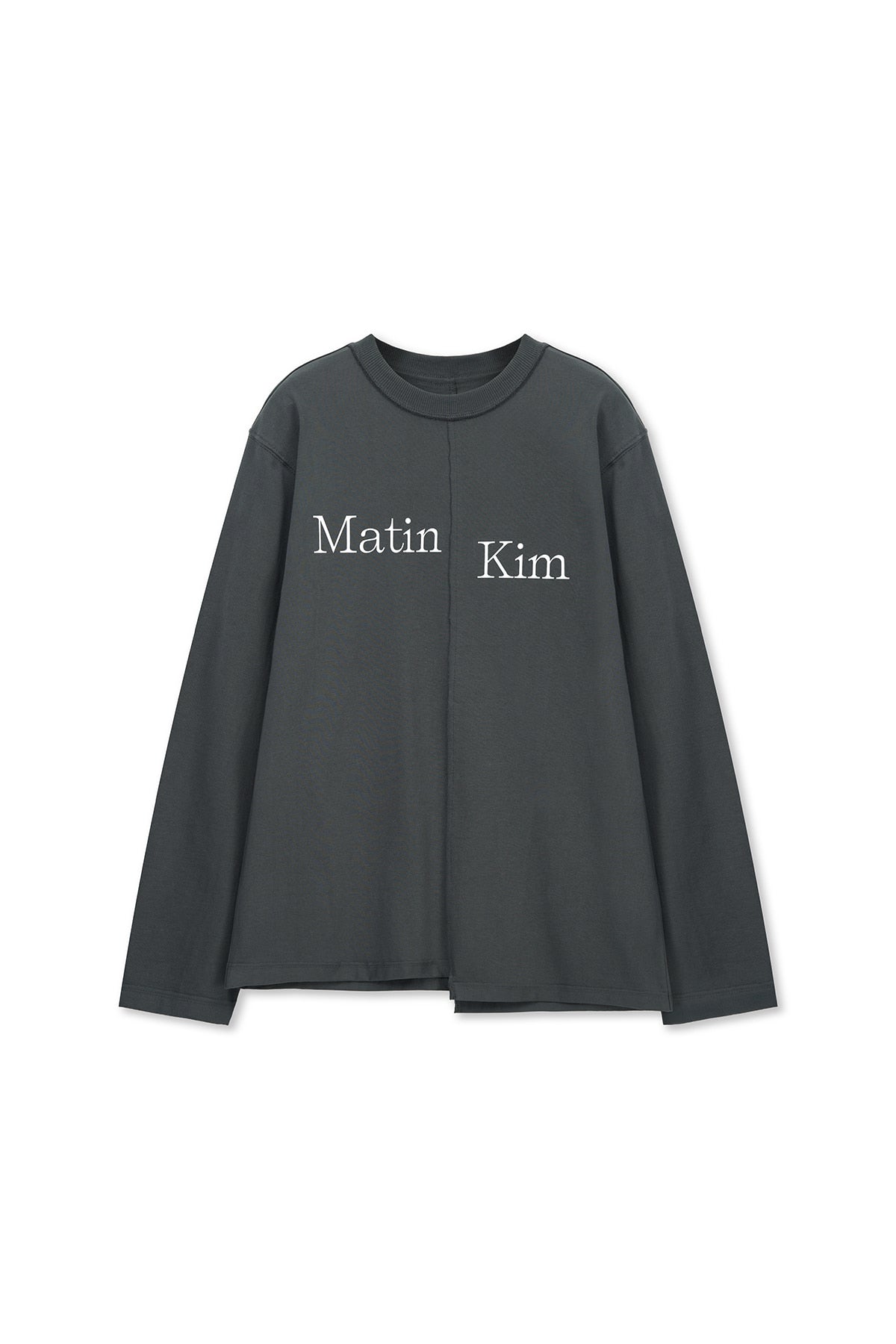 matinkim ASYMMETRIC LOGO TOP IN CHARCOAL