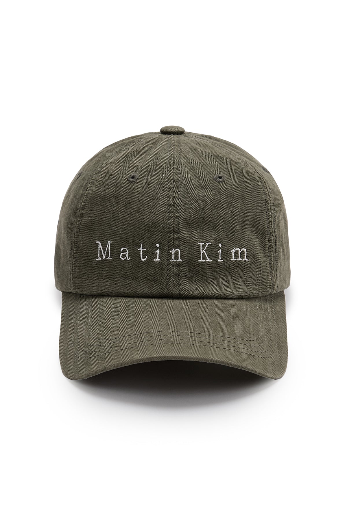 matinkim MATIN HERRINGBONE TYPO BALL CAP IN KHAKI