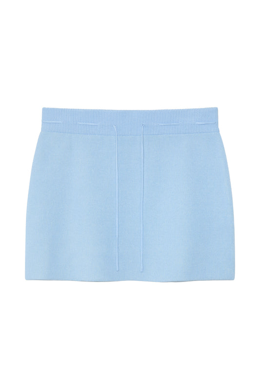 matinkim TWO TONE BANDING KNIT MINI SKIRT IN BLUE
