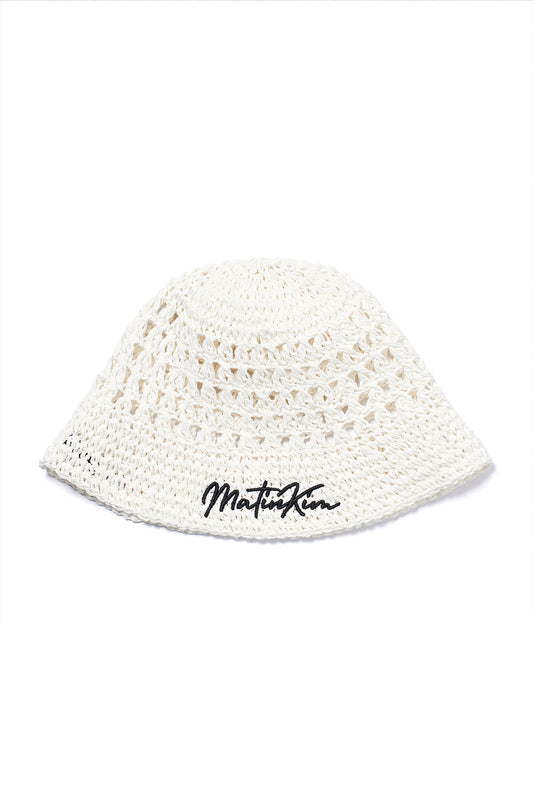matinkim MATIN PAPER KNIT BUCKET HAT IN WHITE