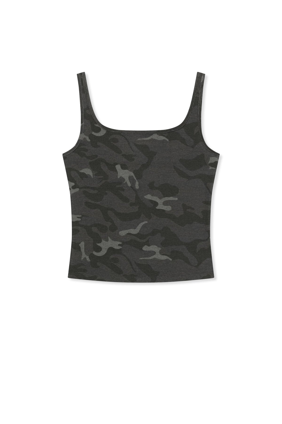 matinkim SQUARE NECK CROPPED TANK TOP IN CHARCOAL
