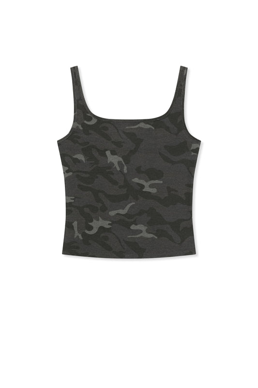 matinkim SQUARE NECK CROPPED TANK TOP IN CHARCOAL