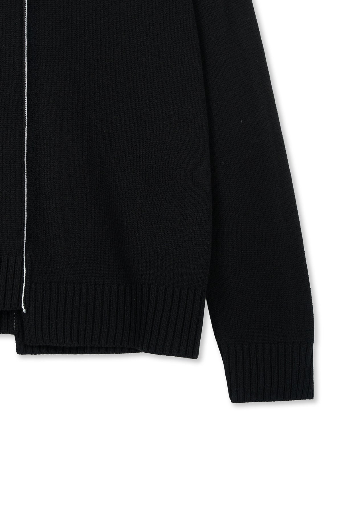 matinkim ASYMMETRIC LOGO KNIT PULLOVER IN BLACK