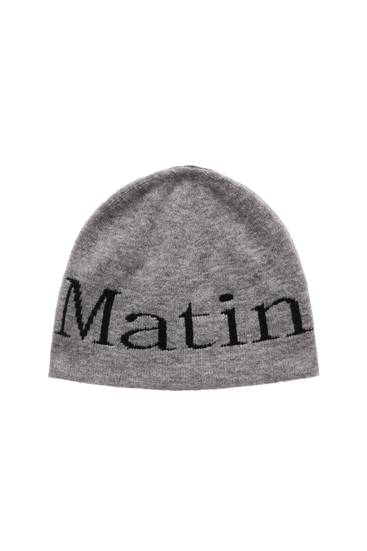 matinkim LOGO JACQUARD SHORT BEANIE IN GREY