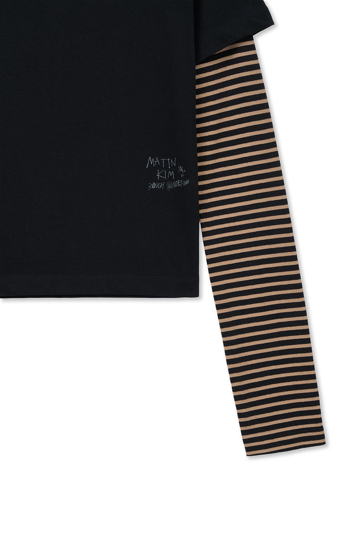 matinkim GRAFFITI LOGO STRIPE LAYERED TOP IN BLACK