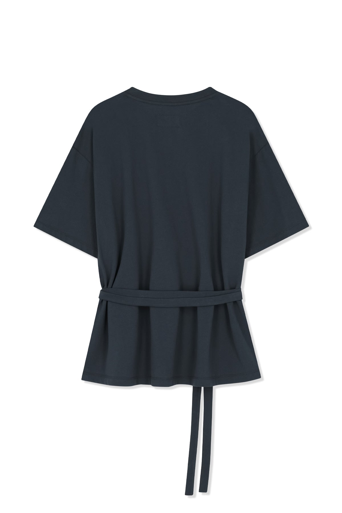 matinkim TIE DETAIL DRAPED LOGO TOP IN CHARCOAL