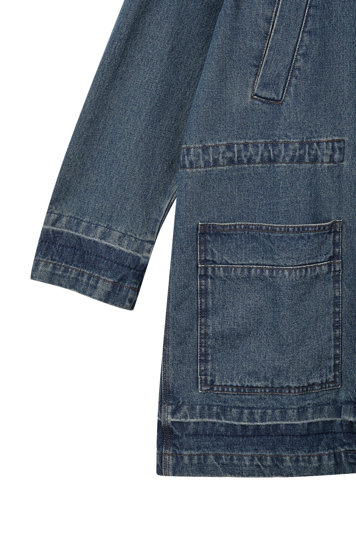matinkim POCKET POINT MIDI DENIM JUMPER IN BLUE