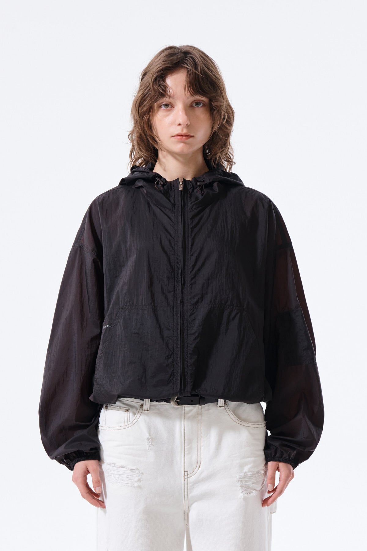 matinkim BACK LOGO HOODY WINDBREAKER FOR WOMEN IN DARK BROWN