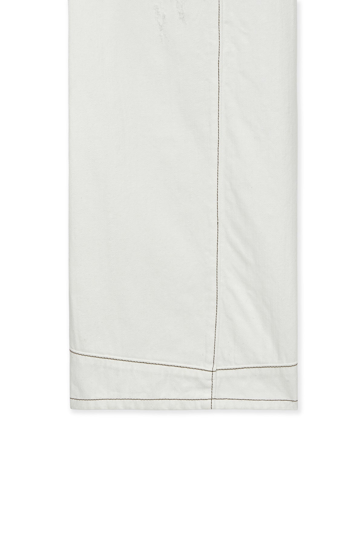 matinkim WAIST BUCKLE STITCH POINT TWILL DENIM PANTS IN IVORY