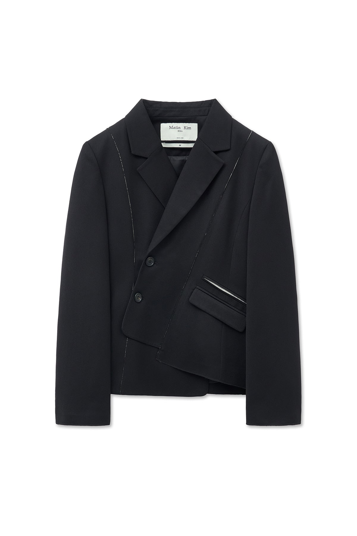 matinkim CUT OUT POINT STRING BLAZER IN BLACK