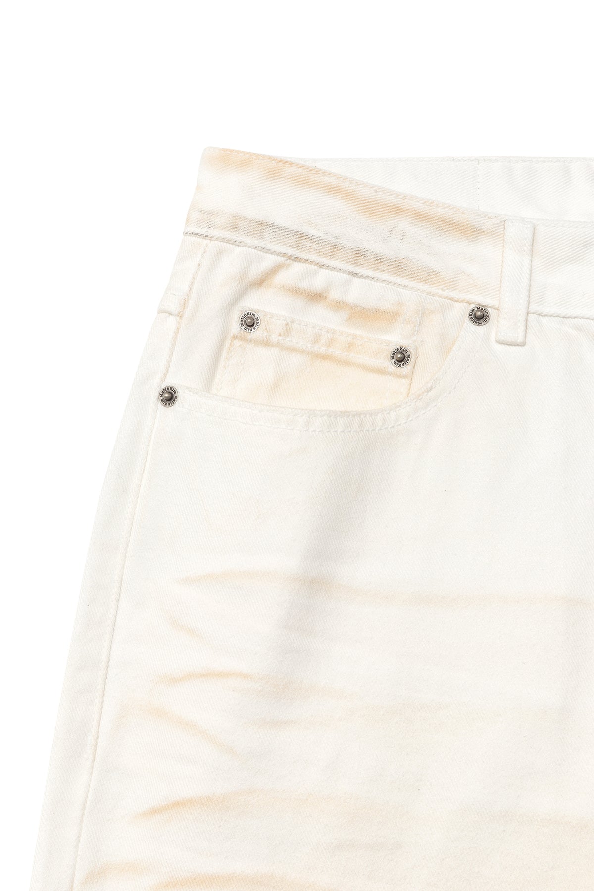 matinkim EMBO WASHED DENIM PANTS FOR MEN IN IVORY