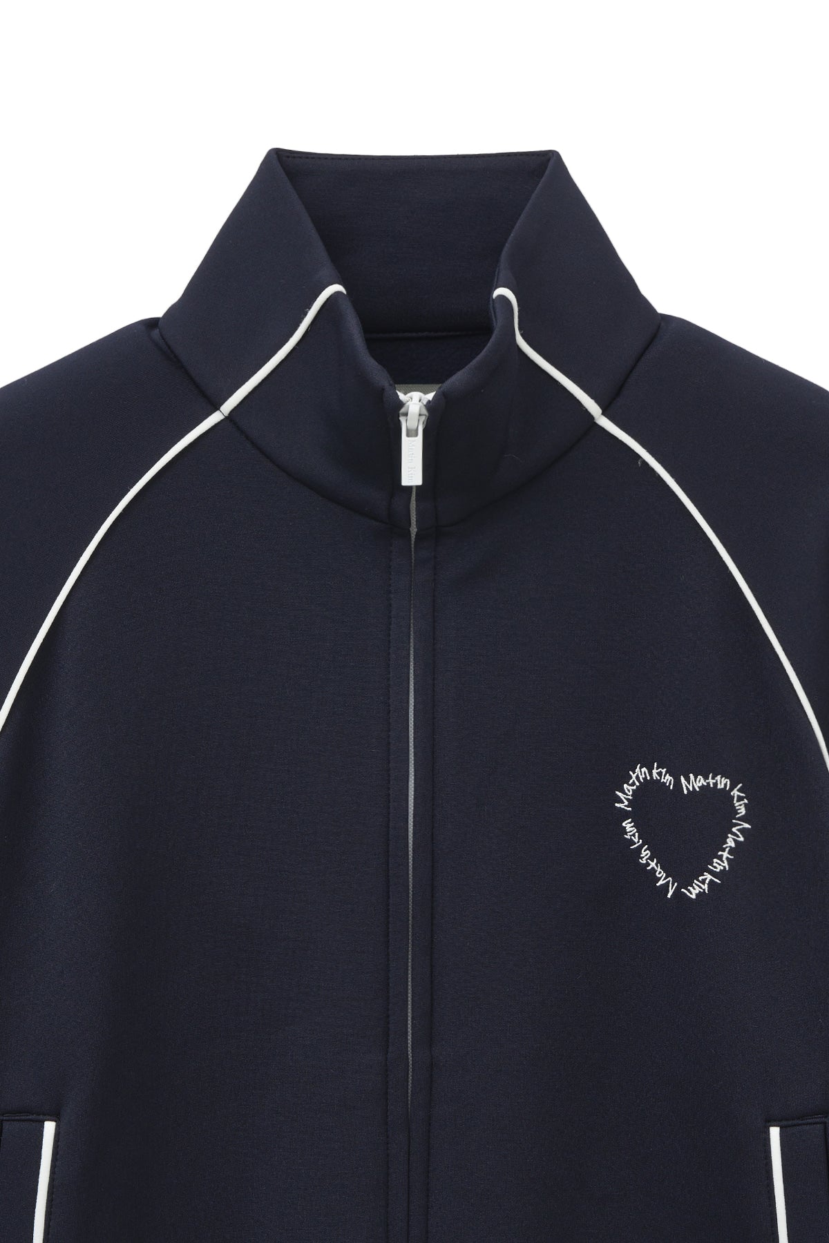 matinkim HEART LOGO TRACK JUMPER IN NAVY