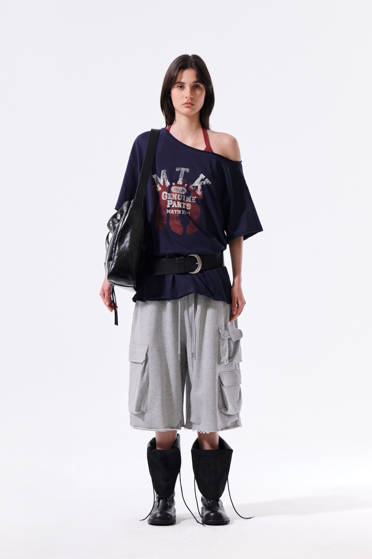 matinkim TERRY UTILITY POCKET BERMUDA PANTS IN GREY